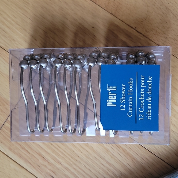 Pier 1 Shower Curtain and 12 Shower Hooks - Picture 6 of 9
